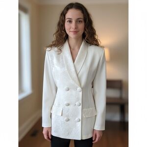 Vintage Lace Tuxedo Style Jacket White Small